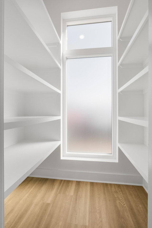 walk in closet featuring wood-type flooring