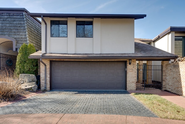 view of front of property with a garage