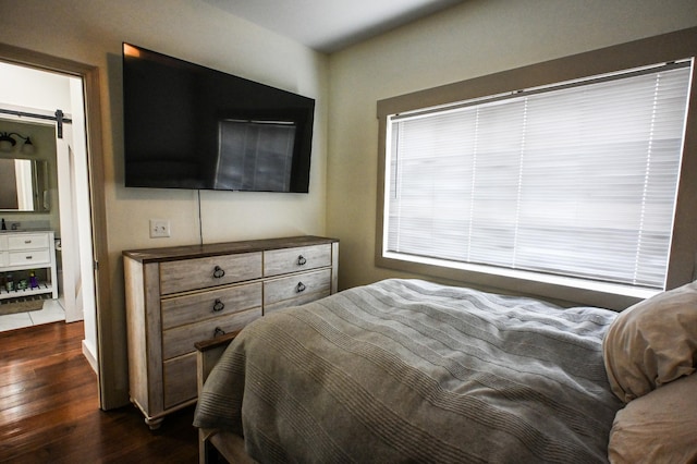 bedroom featuring dark wood-type flooring