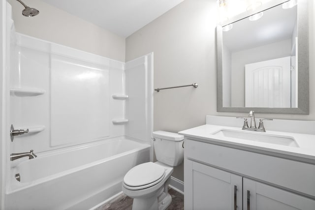 full bathroom with shower / washtub combination, toilet, and vanity