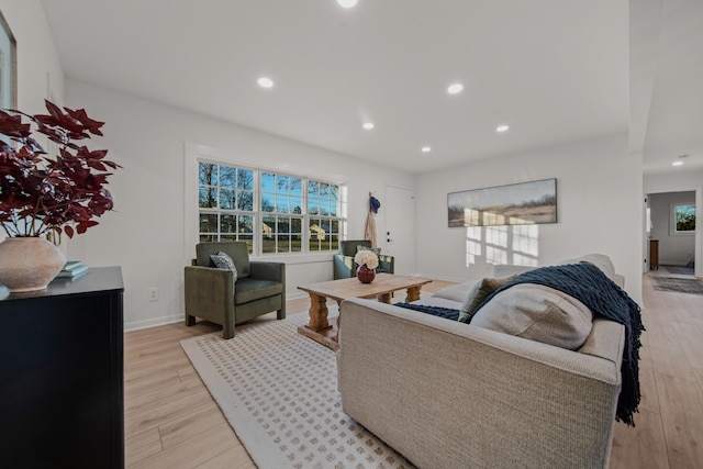 living room with light wood-type flooring