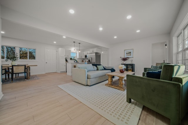 living room featuring light hardwood / wood-style flooring