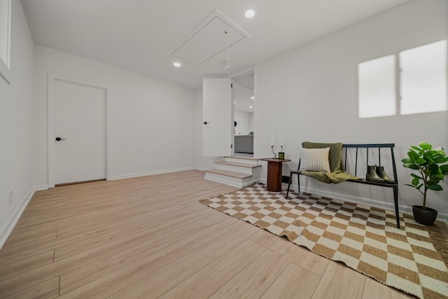 interior space with light hardwood / wood-style flooring