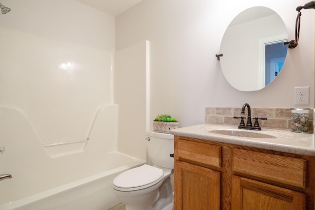 full bathroom with vanity, toilet, and shower / bathing tub combination