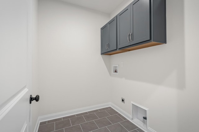 laundry room with washer hookup, cabinets, and hookup for an electric dryer