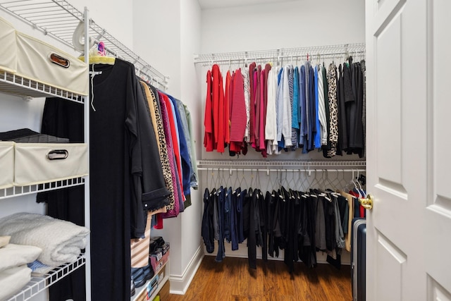 spacious closet featuring hardwood / wood-style floors