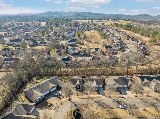 aerial view with a mountain view