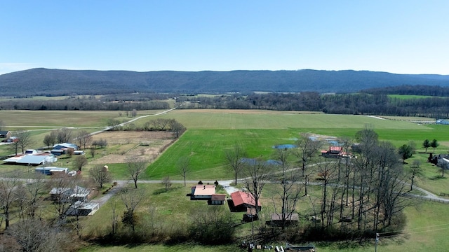 aerial view with a mountain view and a rural view