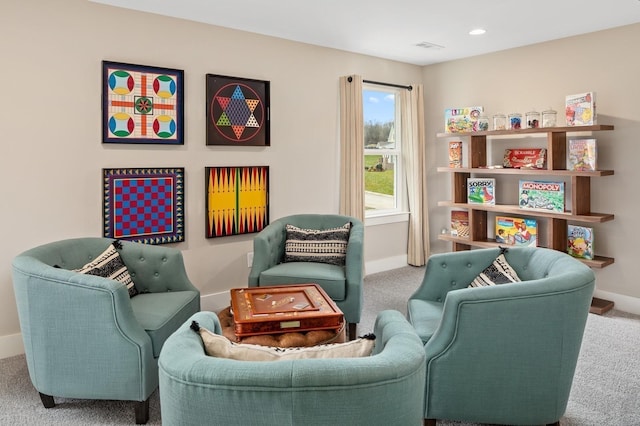 sitting room featuring carpet