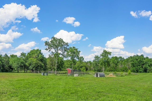 view of yard with a rural view