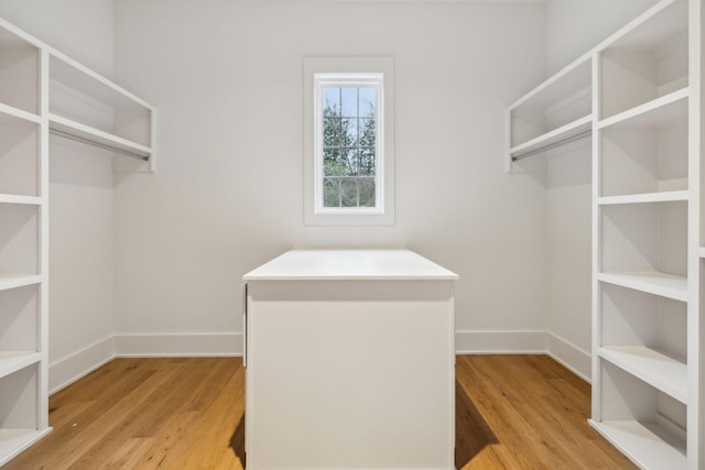 walk in closet featuring light hardwood / wood-style floors