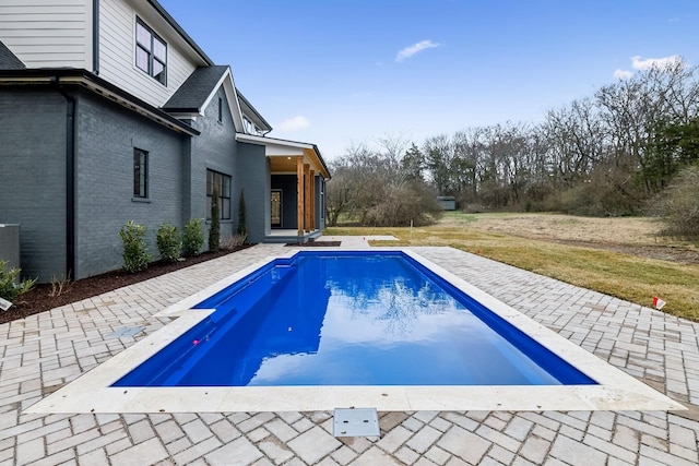 view of swimming pool featuring a patio