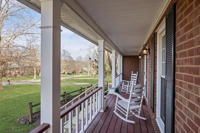 wooden terrace with covered porch