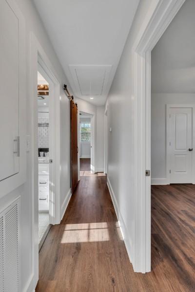 hall featuring dark hardwood / wood-style floors