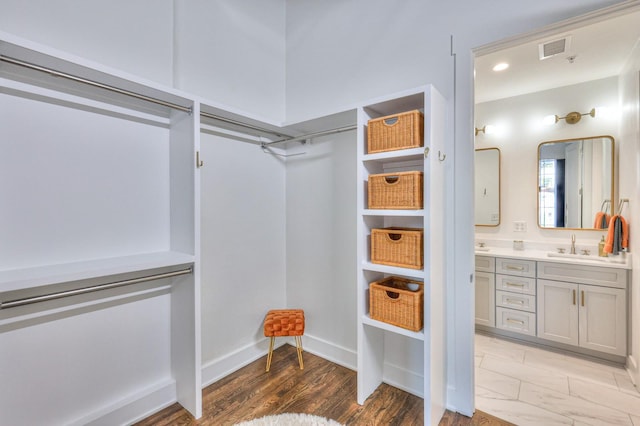 walk in closet featuring sink