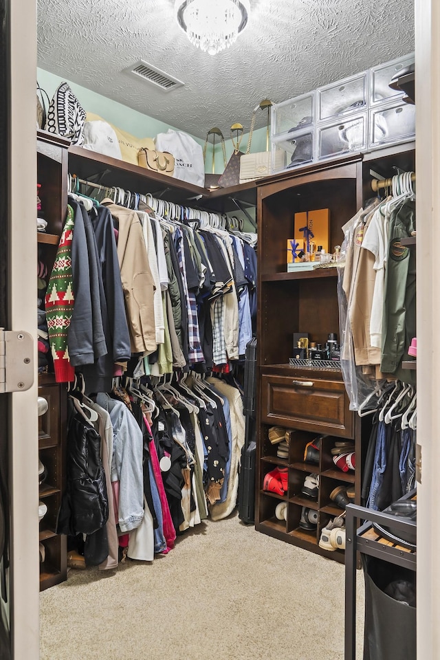 spacious closet with carpet flooring