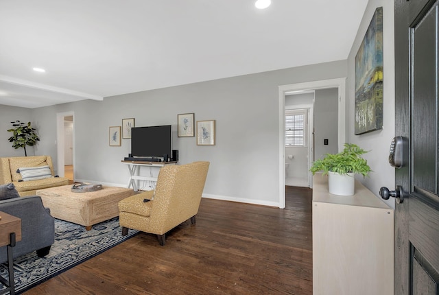 living room featuring dark hardwood / wood-style floors