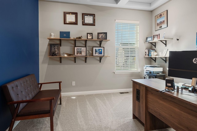 view of carpeted office space