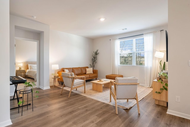 living area featuring hardwood / wood-style floors