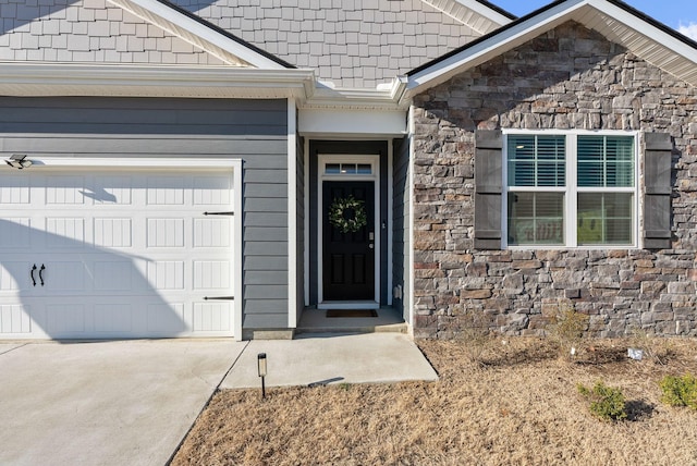 entrance to property with a garage