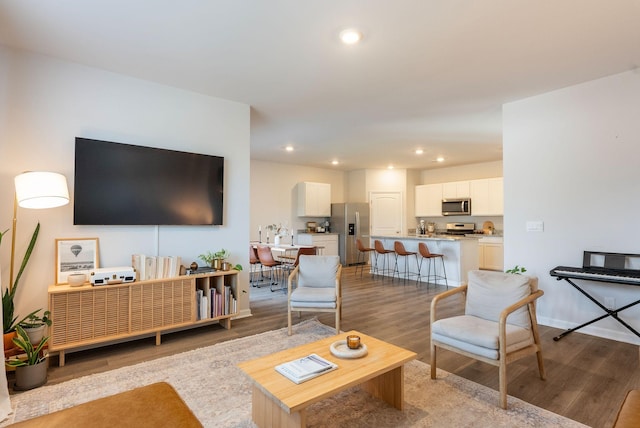 living room featuring light wood-type flooring