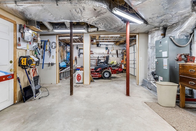 basement featuring a workshop area