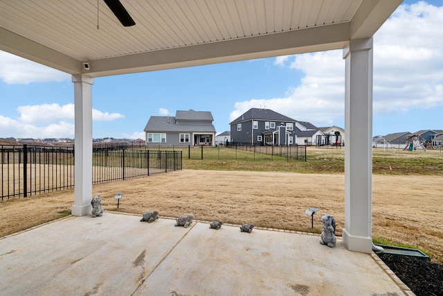 view of patio / terrace featuring ceiling fan