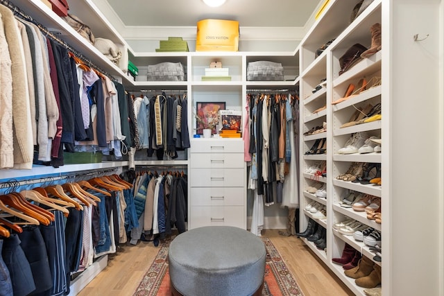 spacious closet featuring light wood-type flooring