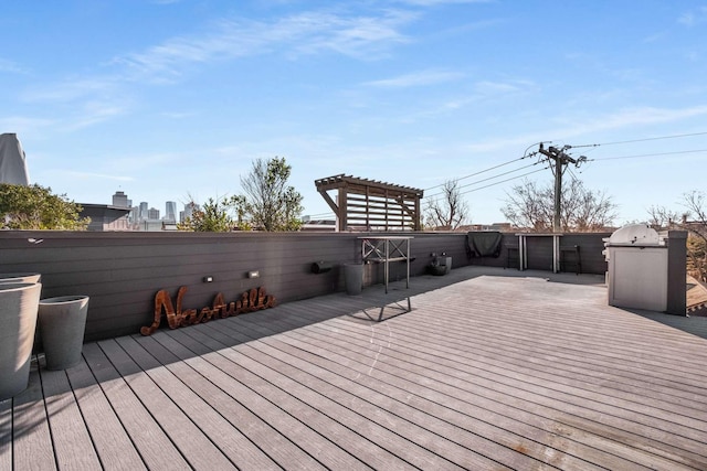 deck featuring a pergola