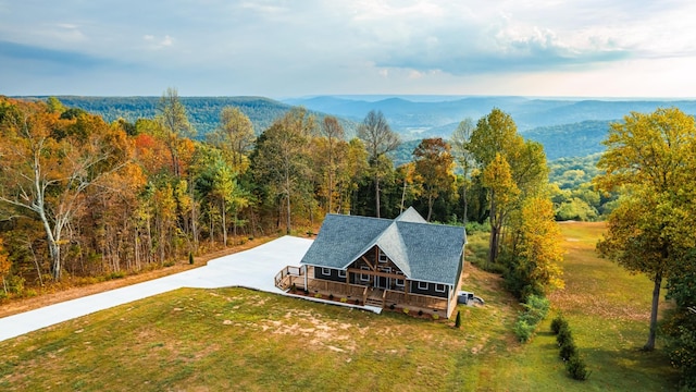 aerial view with a mountain view