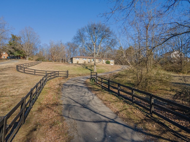 view of street featuring a rural view