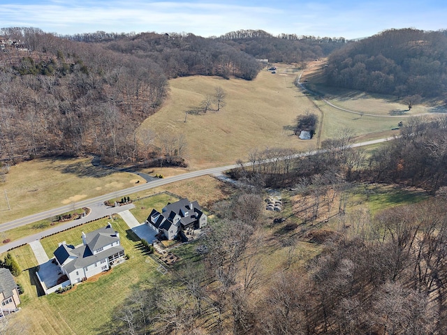 aerial view featuring a rural view