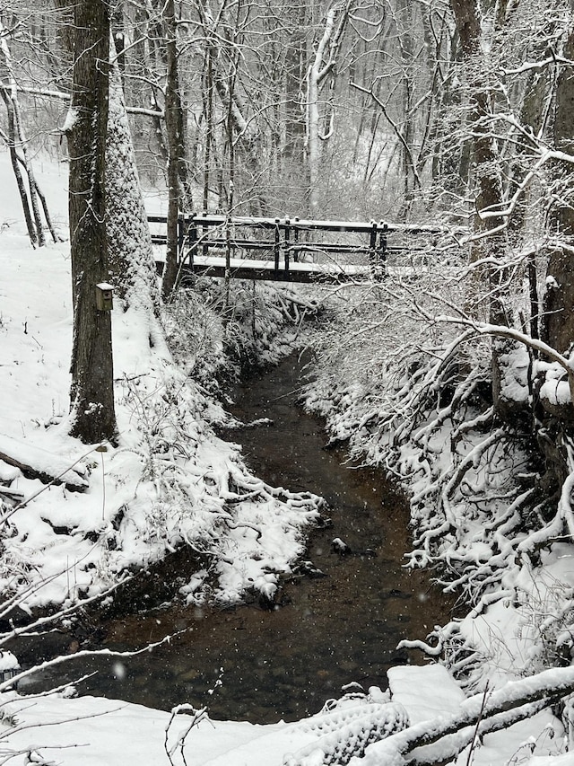 view of snow covered land