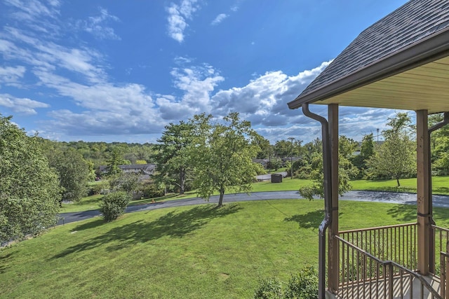 view of yard with a water view