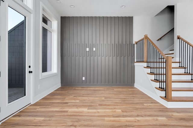 foyer with light hardwood / wood-style flooring