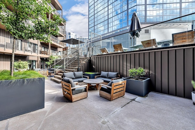 view of patio with outdoor lounge area