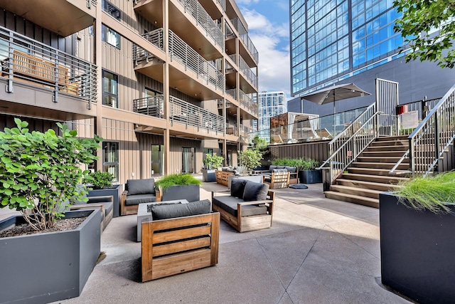 view of patio / terrace featuring an outdoor hangout area