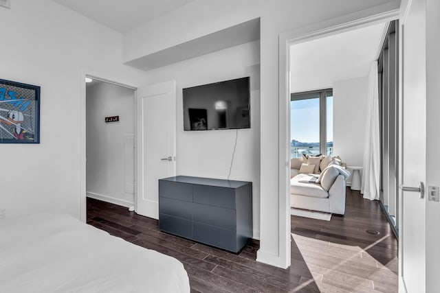 bedroom featuring dark hardwood / wood-style floors