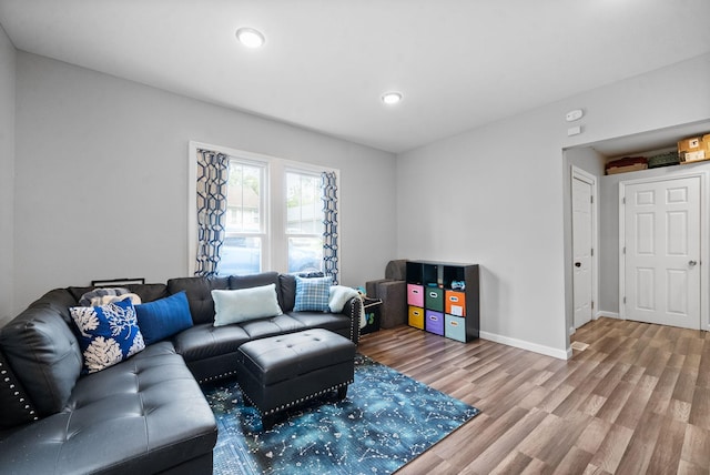 living room with hardwood / wood-style floors