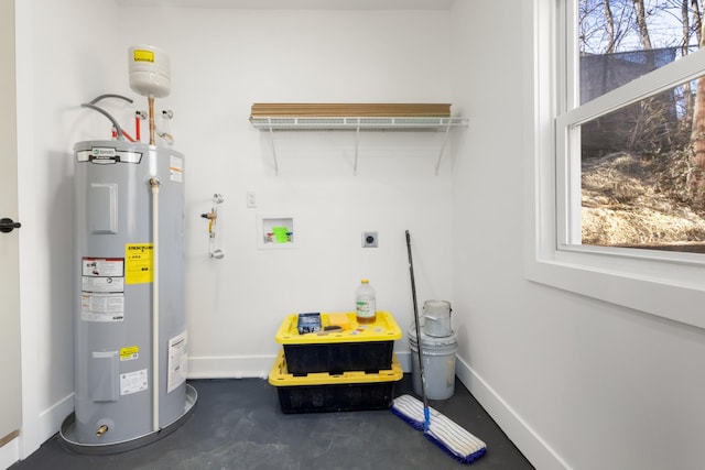 utility room featuring electric water heater