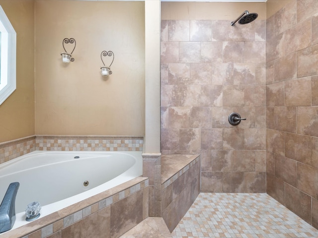 bathroom with independent shower and bath