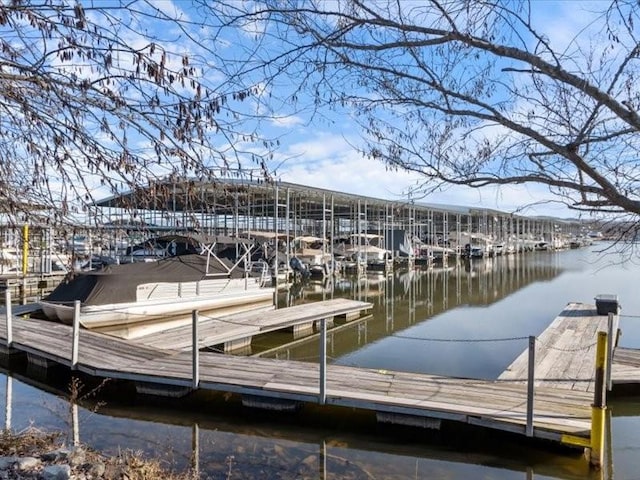 view of dock featuring a water view