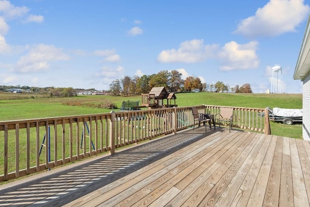 deck with a lawn