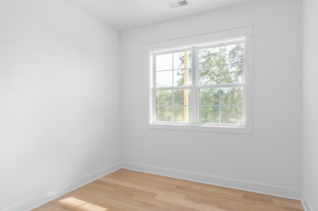 spare room featuring light wood-type flooring