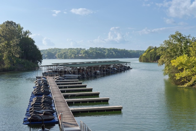 view of dock featuring a water view