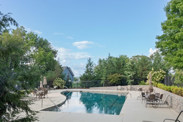 view of swimming pool with a patio