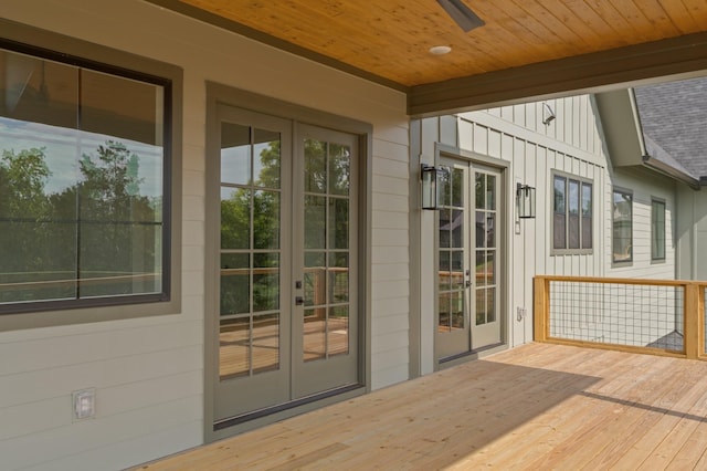 wooden terrace with french doors