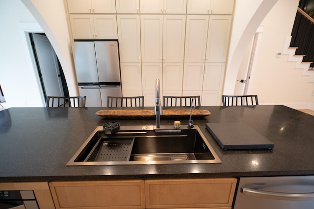 kitchen with white cabinetry, appliances with stainless steel finishes, and sink