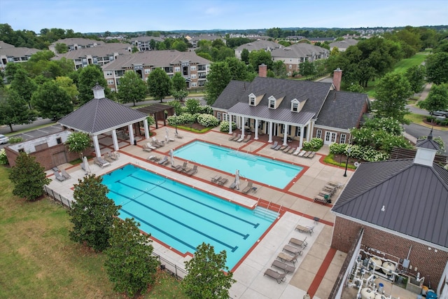 view of pool with a gazebo and a patio area