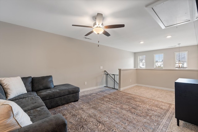 living room featuring carpet floors